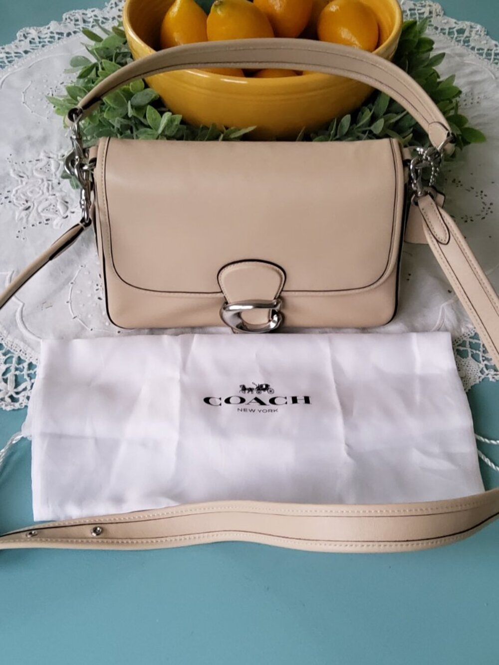 New with Tags Coach Soft Tabby in Ivory/Silver C4823